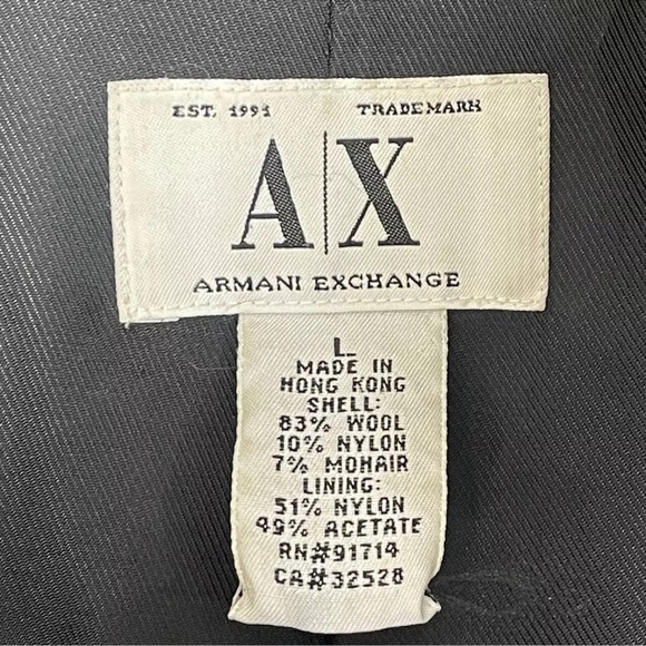 Armani Exchange Wool Blend Jacket Coat A/X Men's Large Dark Gray Designer Preppy - Picture 8 of 12